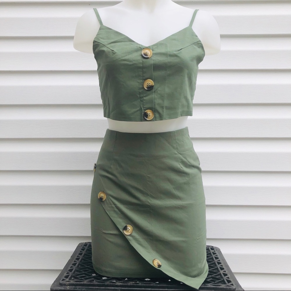 NEW Olive Green Two Piece Outfit - Picture 6 of 8